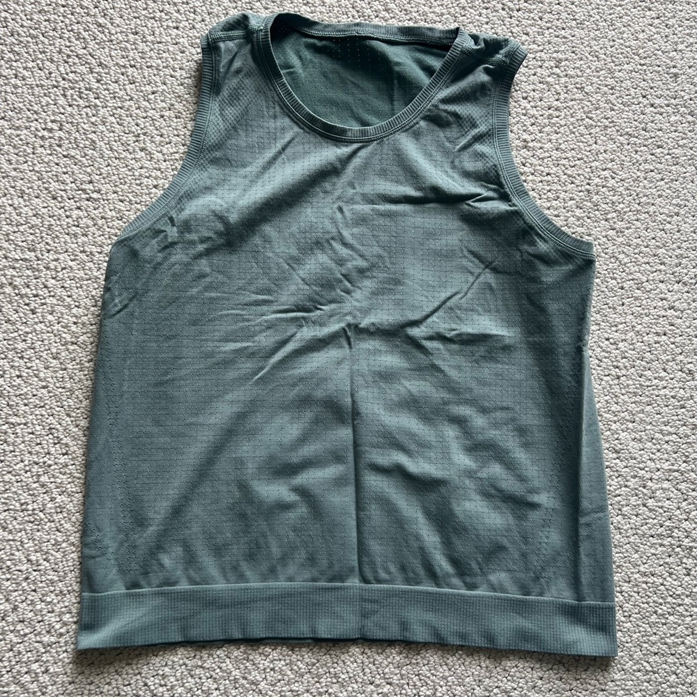 Athleta Dark Green Textured Tank Top